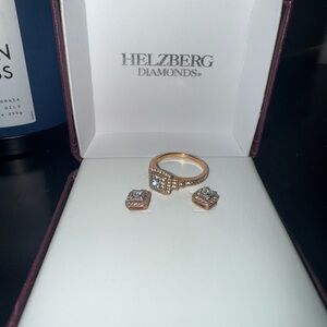 Helzberg Diamonds Rose Gold and Silver Ring Set